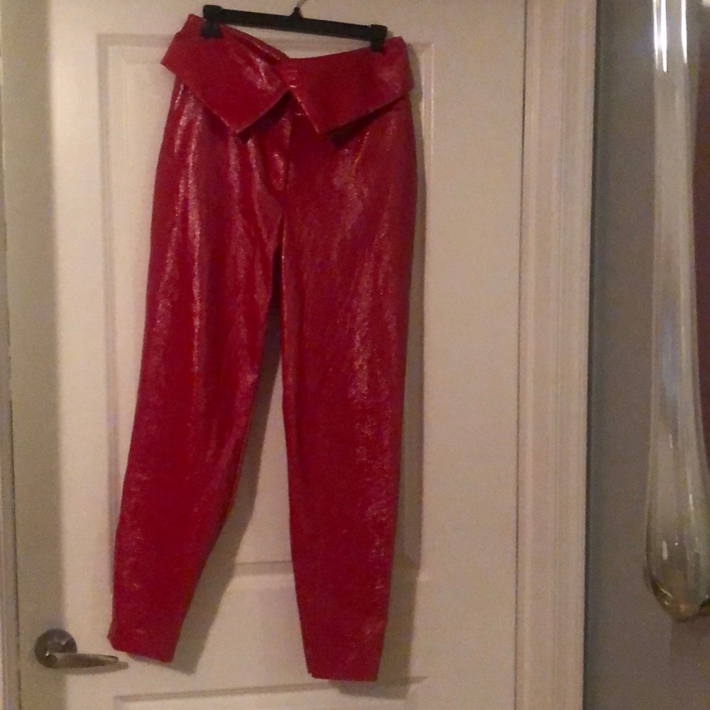 Bcbg red patent leather high waisted pants